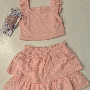 btween Pink Ruffled Skirt Set